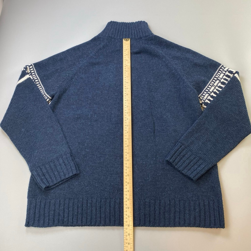 Fair Isle Sweater Blue Men’s Large Quarter Zip Canadiana Classic Outdoor Winter - Picture 11 of 12
